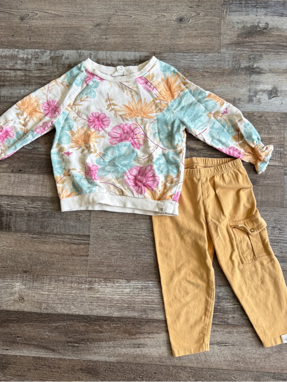 Burt's Bees Organic Cotton Floral Top with Cargo Bottoms Set